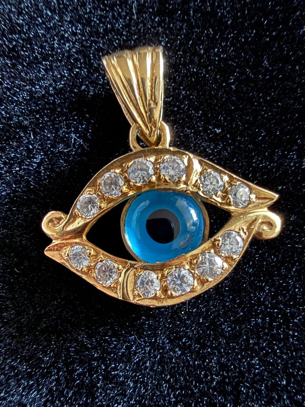 Vintage 18k Solid Gold Blue Eye Pendant 4.87g - NEVER WORN